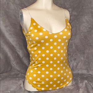 Mustard Yellow and White Polka Dot Bodysuit
